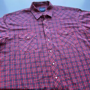 Wrangler Western Short Sleeve Pearl Snap Shirt Mens XXL